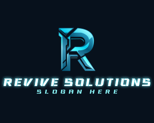 Technology Cyber Letter R logo design