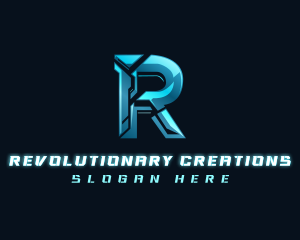 Technology Cyber Letter R logo design