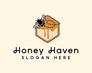 Hexagon Honey  Bee logo