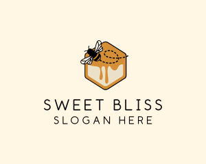 Hexagon Honey  Bee logo design