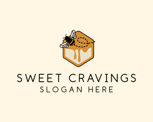 Hexagon Honey  Bee logo design