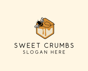 Hexagon Honey  Bee logo design