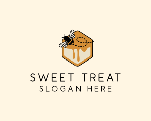 Hexagon Honey  Bee logo design