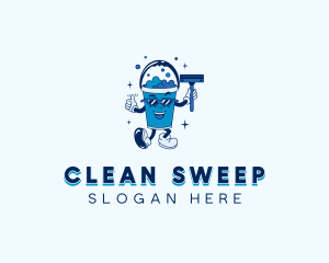 Bucket Squeegee Cleaning logo design