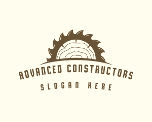 Saw Blade Wood Trunk logo design