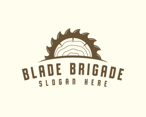 Saw Blade Wood Trunk logo design