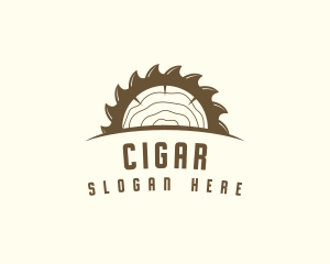 Saw Blade Wood Trunk logo design