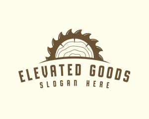 Saw Blade Wood Trunk logo design