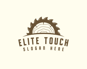 Saw Blade Wood Trunk logo design