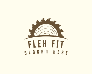 Saw Blade Wood Trunk logo design