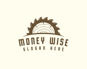 Saw Blade Wood Trunk logo design