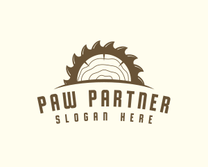 Saw Blade Wood Trunk logo design