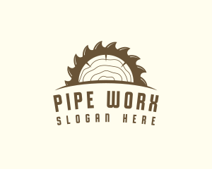 Saw Blade Wood Trunk logo design