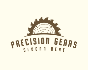 Saw Blade Wood Trunk logo design