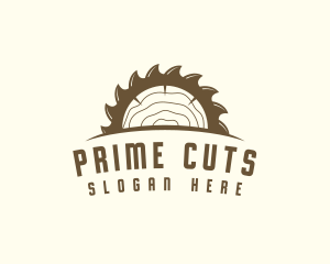 Saw Blade Wood Trunk logo design