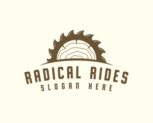 Saw Blade Wood Trunk logo design