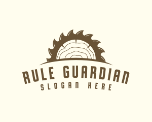 Saw Blade Wood Trunk logo design