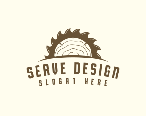 Saw Blade Wood Trunk logo design