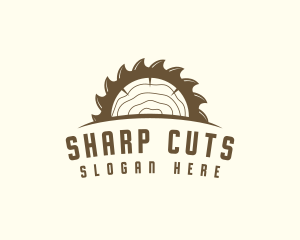 Saw Blade Wood Trunk logo design