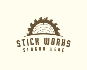 Saw Blade Wood Trunk logo design