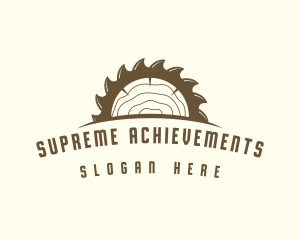 Saw Blade Wood Trunk logo design