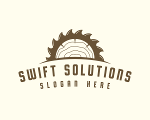 Saw Blade Wood Trunk logo design