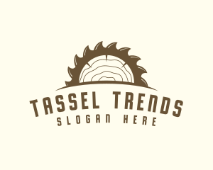 Saw Blade Wood Trunk logo design