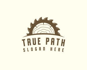 Saw Blade Wood Trunk logo design