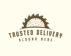 Saw Blade Wood Trunk logo design