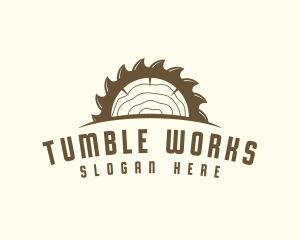 Saw Blade Wood Trunk logo design