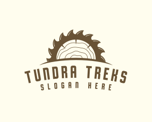 Saw Blade Wood Trunk logo design