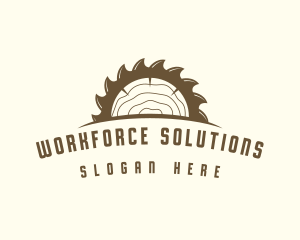 Saw Blade Wood Trunk logo design