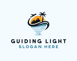 Summer Beach Travel GPS logo design