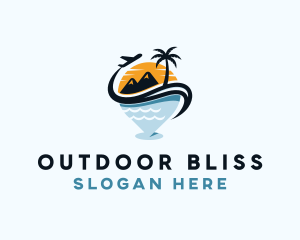 Summer Beach Travel GPS logo design