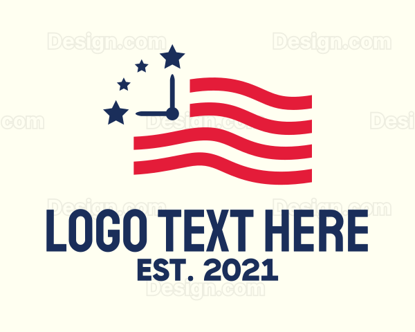 USA American Time Flag Logo