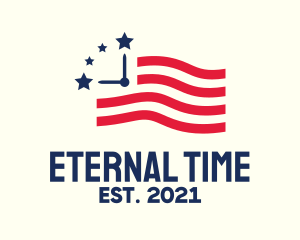 USA American Time Flag logo design