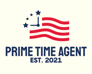 USA American Time Flag logo design