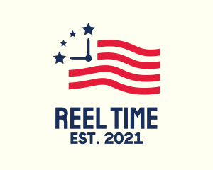 USA American Time Flag logo design