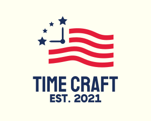 USA American Time Flag logo design