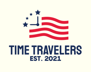 USA American Time Flag logo design