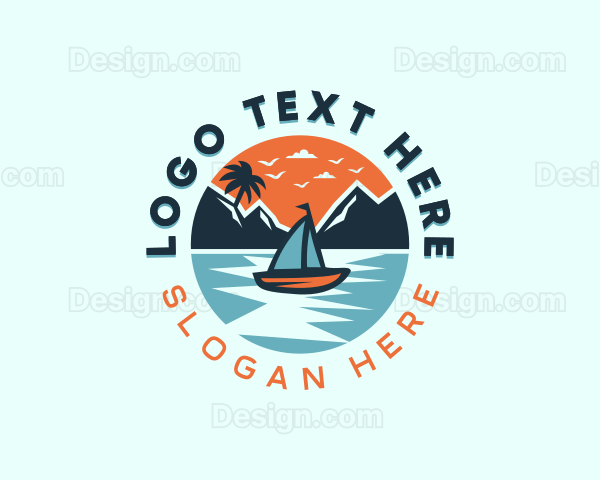 Beach Sailboat Travel Logo