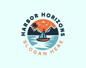 Beach Sailboat Travel logo design