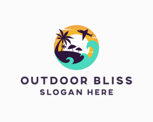 Tropical Island Flight Travel logo design