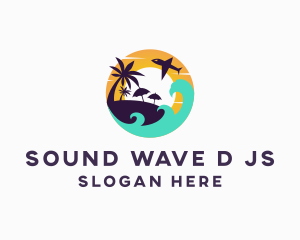 Tropical Island Flight Travel logo design