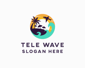 Tropical Island Flight Travel logo design