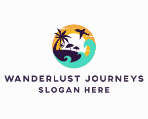 Tropical Island Flight Travel logo design