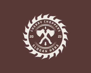 Axe Saw Lumberjack logo design