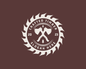 Axe Saw Lumberjack logo design