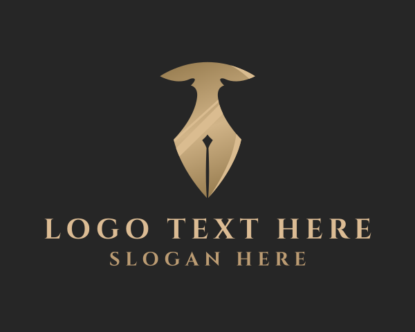 Gold Pen Letter T logo