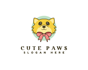 Cute Puppy Ribbon logo design